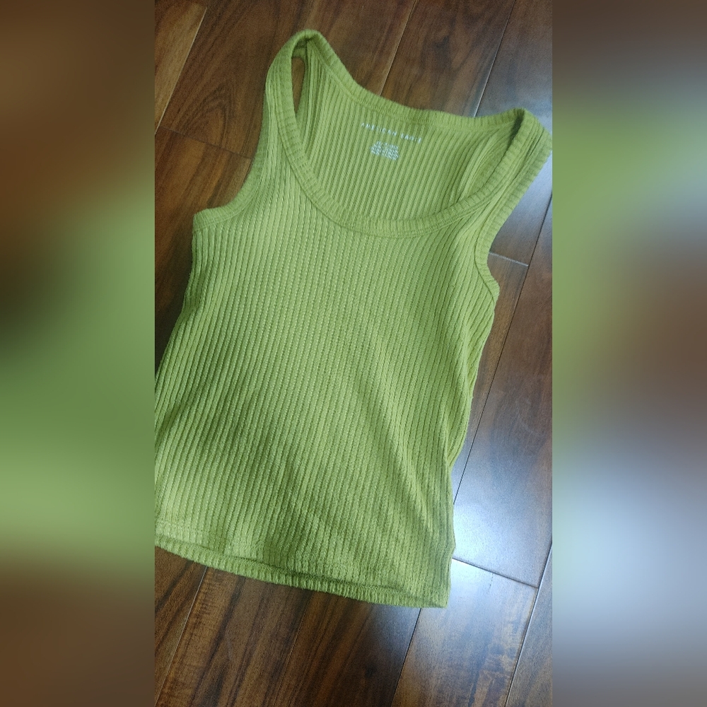 Chartreuse Green Ribbed Tank Top American eagle XS